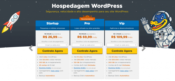 Hospedagem WordPress planos