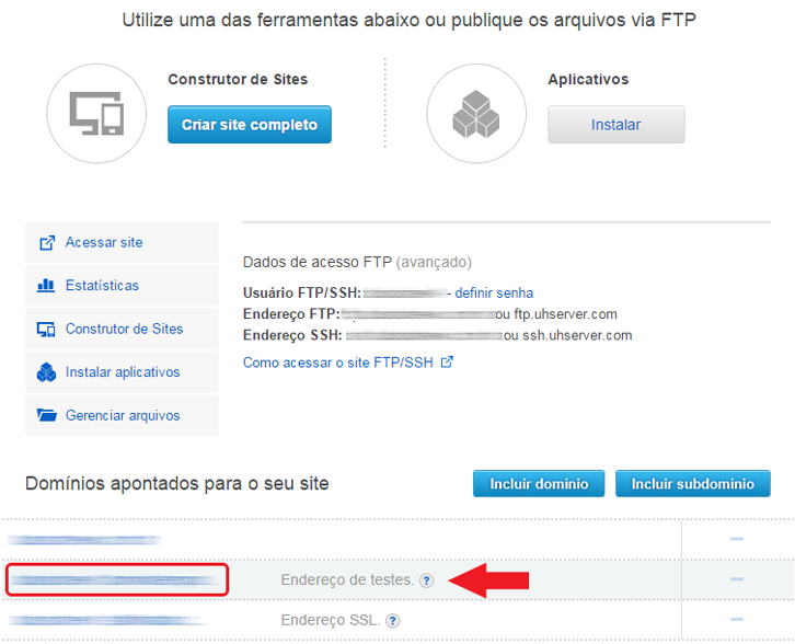 uolhost endereço de testes