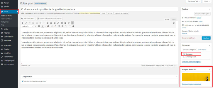 Post com imagem destacada