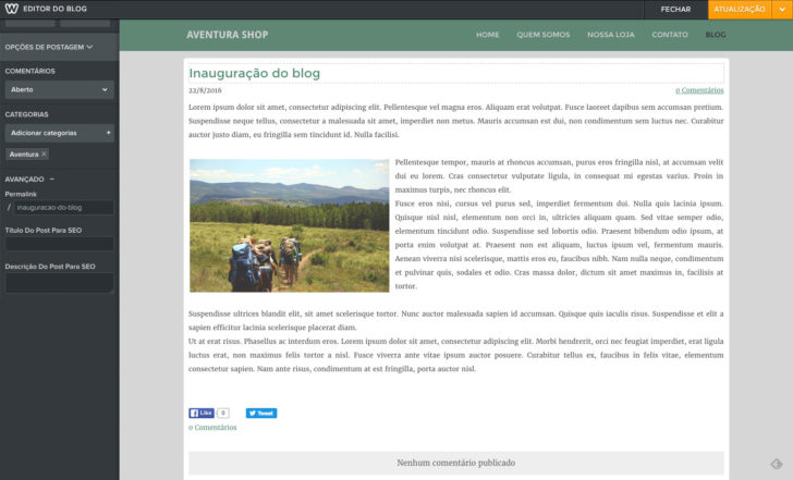 Weebly criação blog post