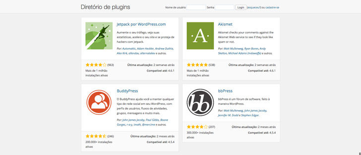 diretório de plugins WordPress