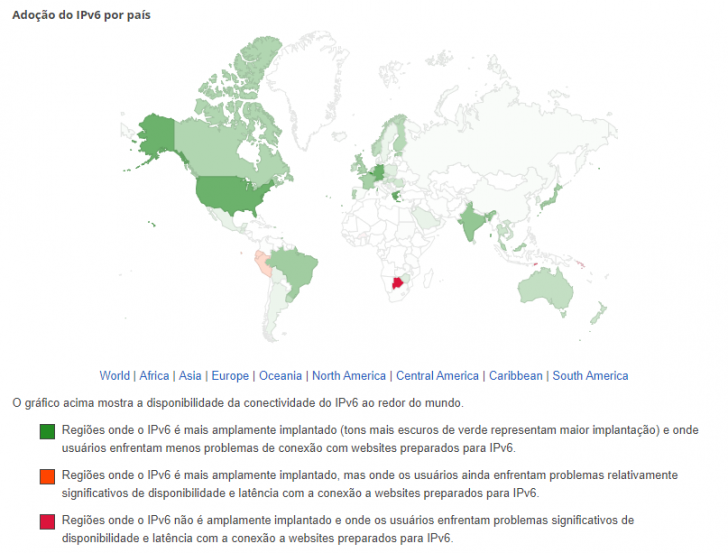 Mapa IPv6 Google