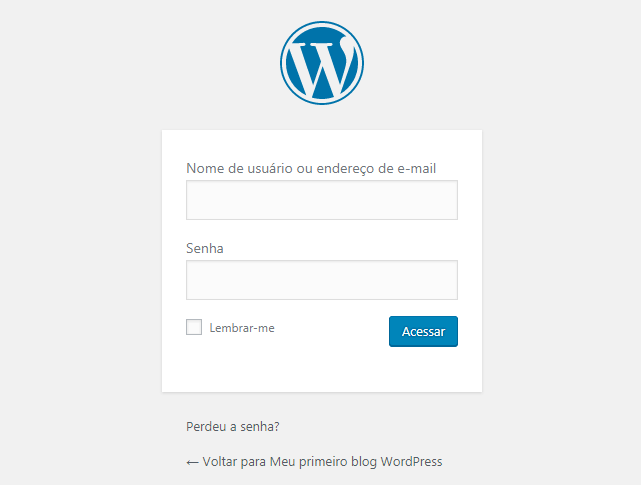 Tela de login do WordPress