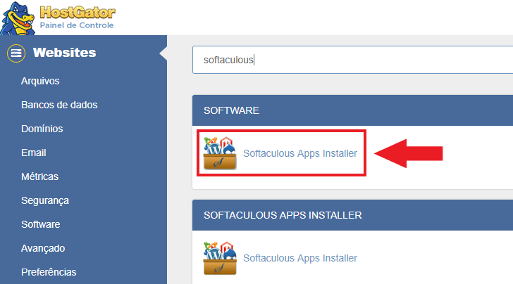 Link para o Softaculous Apps Installer no cPanel