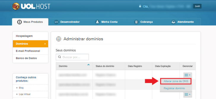 Alteração de DNS na UOL Host