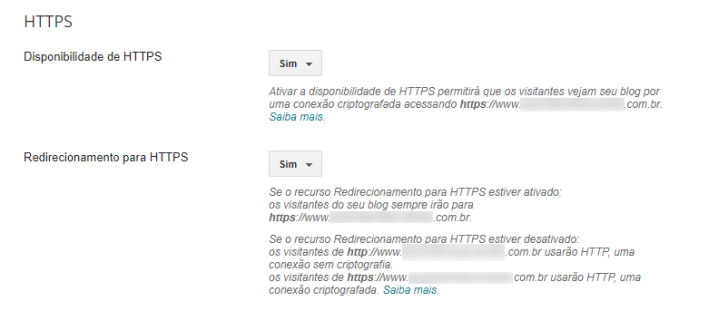 Após a emissão do certificado SSL, nenhuma mensagem de verificação será mais exibida no painel do Blogger