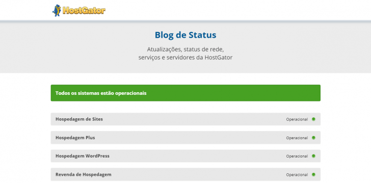 Status dos servidores da HostGator