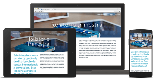 Site exibido em diferentes dispositivos