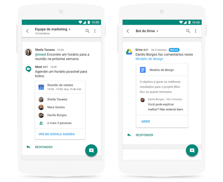 Hangouts Chat em um dispositivo móvel