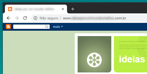 Navegador Chrome exibindo a identificação “não seguro” ao lado do endereço da página.