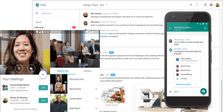 Google Chat e Google Meet são as ferramenta de comunicação instantânea do Google Workspace - Fonte: Google