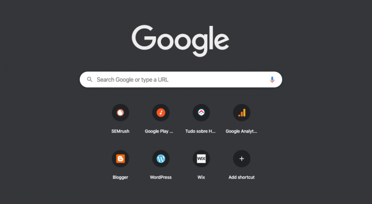 Ícones na página inicial do Chrome (desktop)