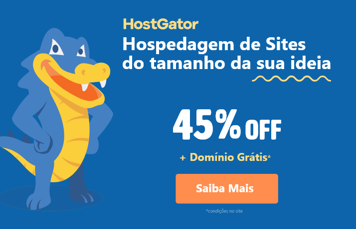 HostGator - Hospedagem de sites do tamanho da sua ideia HostGator - 45% de desconto. Contrate já!