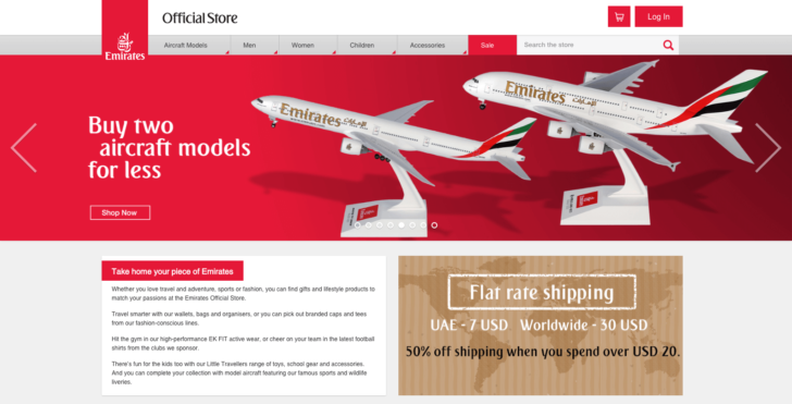 o e-commerce da Emirates é um exemplo de uso de novas extensões ao escolher um domínio para loja virtual