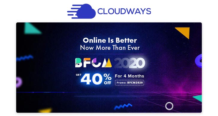 A Black Friday de hospedagem da Cloudways está oferecendo 40% de desconto nos planos de hospedagem.