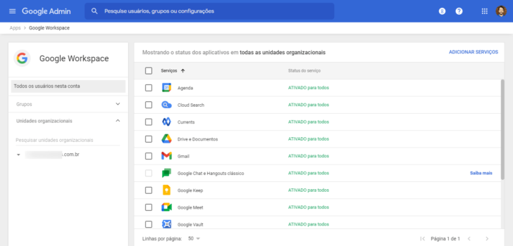 Lista dos principais aplicativos disponíveis no Google Workspace
