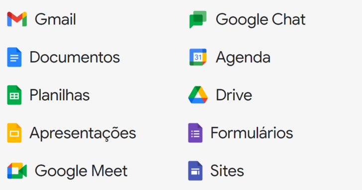 Principais programas encontrados no Google Workspace