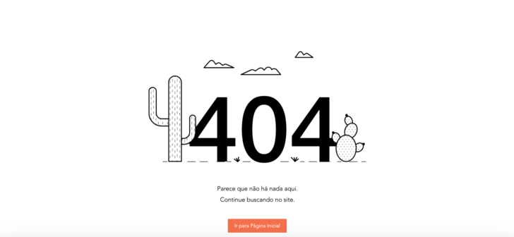 Exemplo de página de erro 404 oferecida pelo Wix
