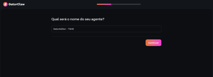 O primeiro passo para criar um agente de IA com o GatorClaw é nomeá-lo