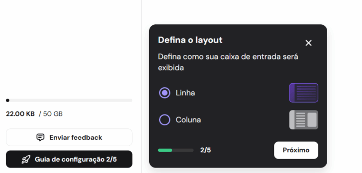 Definição de layout da caixa de entrada do e-mail profissional da Hostinger
