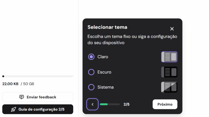 Seleção de tema para a caixa de entrada