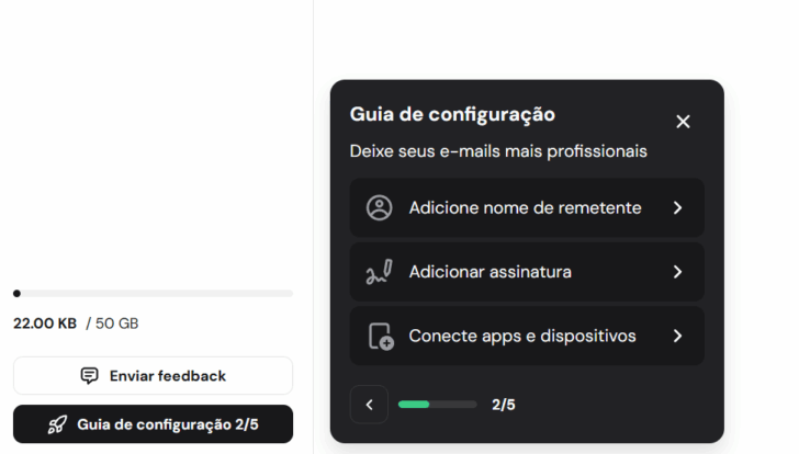 Exemplo de customização do e-mail disponível no assistente