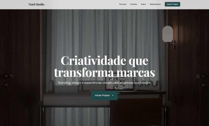 Resultado da Hero Section gerada após o envio do prompt inicial