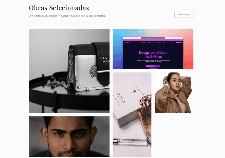 Portfólio com grid dinâmico e imagens em diferentes proporções
