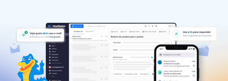 O e-mail profissional da HostGator possui recursos de IA