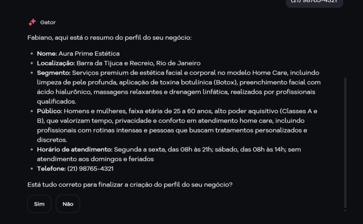 Resumo da conversa que gerou a configuração inicial do assistente que eu criei com o SuperGator