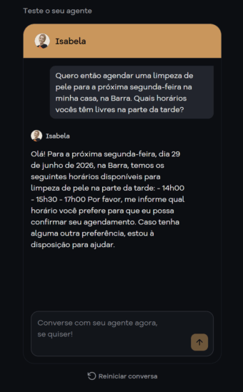 Simulação de pedido de agendamento