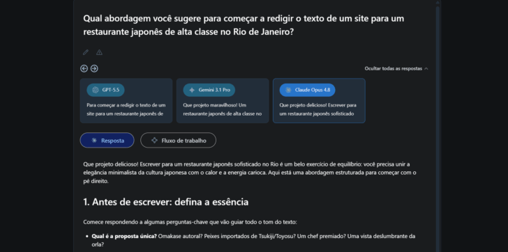 Aba de comparação de respostas no HostGator AllPass