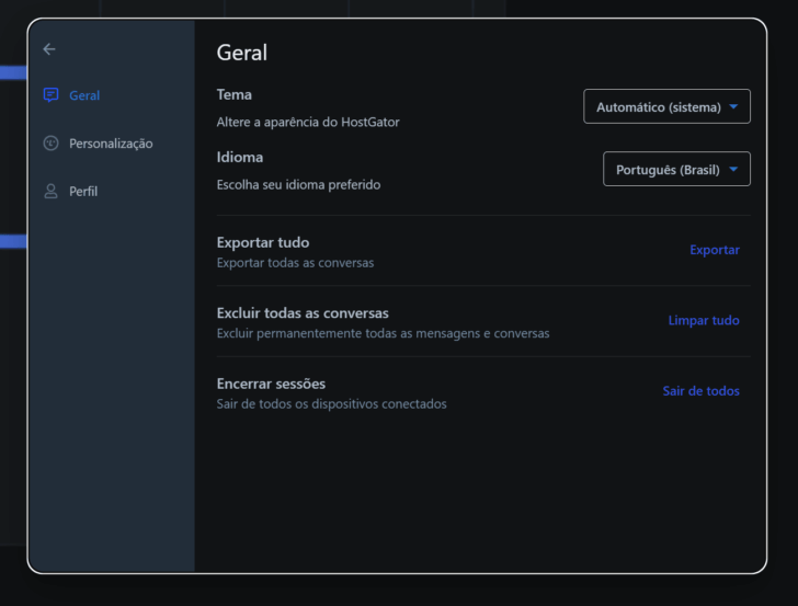 Janela de configurações do AllPass