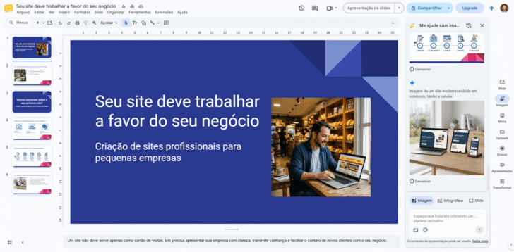 O primeiro passo para testar o recurso “Slides para vídeo” é ter uma apresentação pronta
