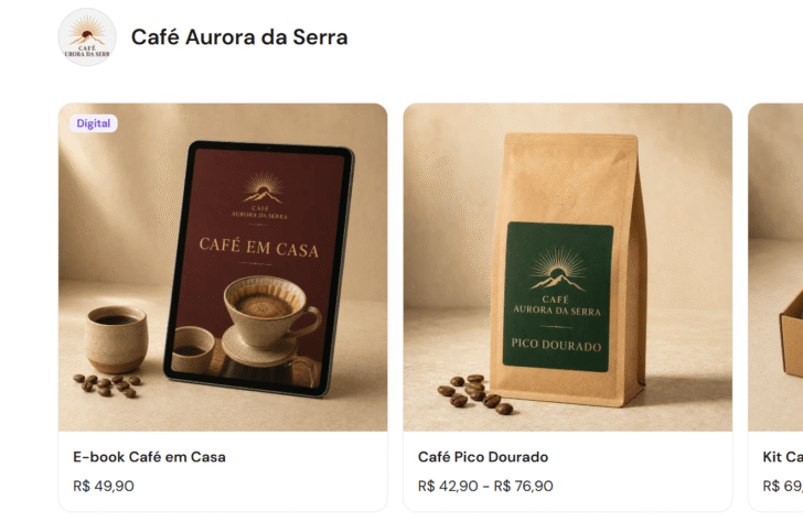 Logo após a inserção do produto, ele já aparecia na loja com a tag “Digital”