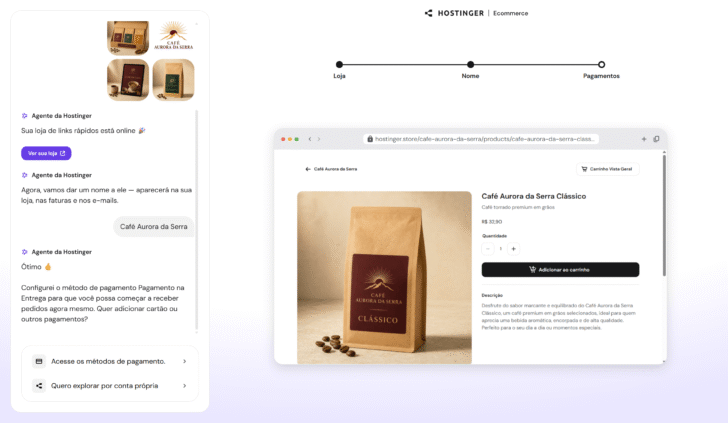 Ao fazer o upload das imagens dos produtos da loja, a IA sugeriu nomes, preços e descrições