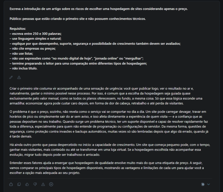 Resposta gerada pelo Claude no teste de redação